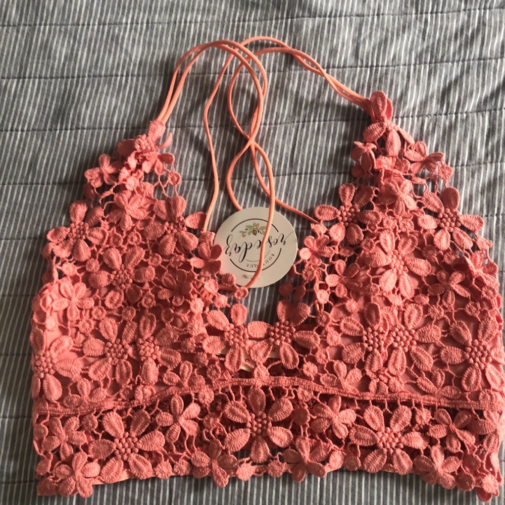 Sweet Genesis Rosie Daze Boutique NWT Strappy Floral Lace Pink Bralette size S